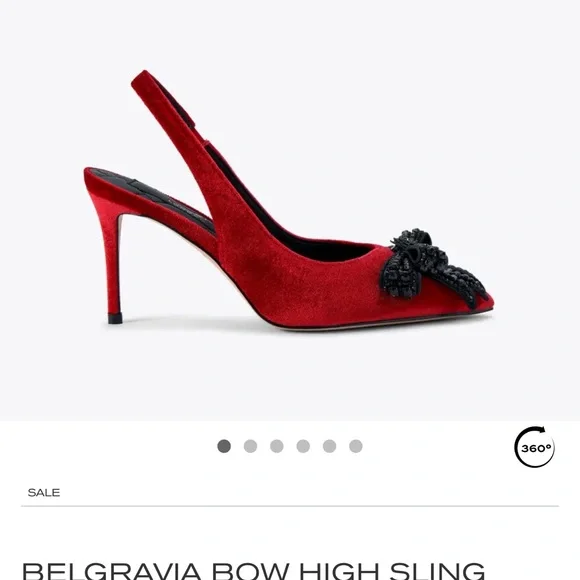 Kurt Geiger Red Heels with Black Embellished Bow - Picture 3 of 6